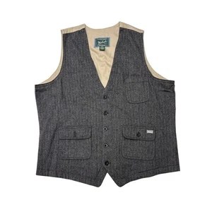 Vtg Woolrich Vest Mens XL Gray Herringbone Wool Blend Sportsman Rancher Outdoor - Picture 1 of 8
