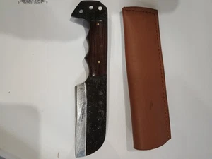 Handmade Damascus Steel Knife Wood Handle Full Tang W/Sheath Unique - Picture 1 of 4