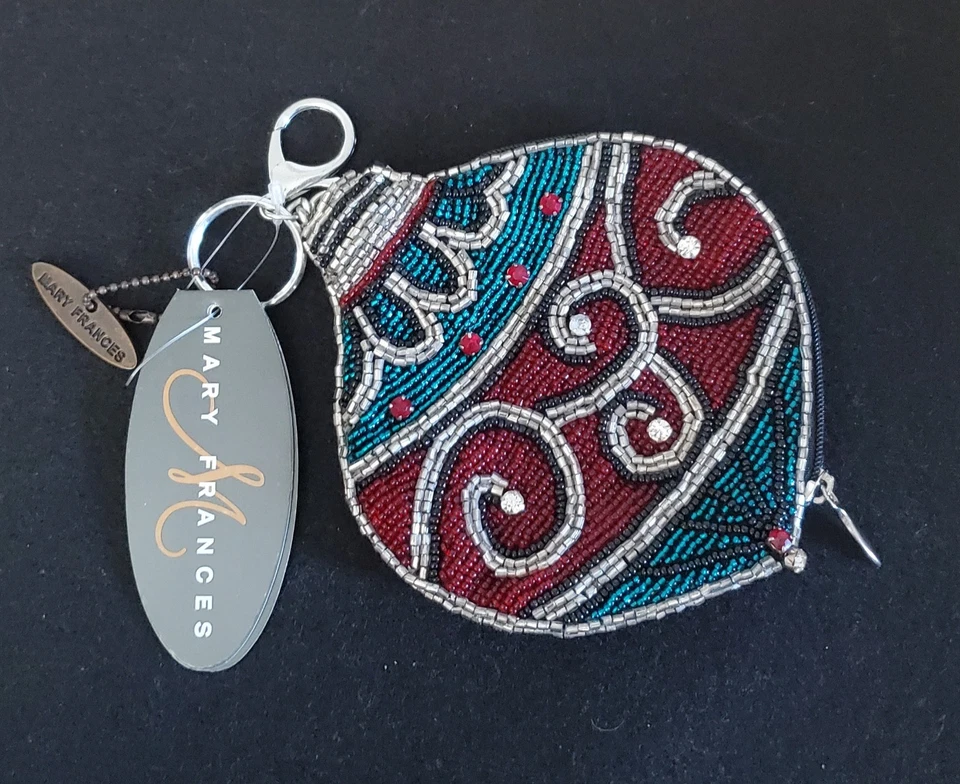 Mary Frances монета сумочки Рождественское украшение вручную бисером ключ зажим на украшенный - Изображение 1 из 4