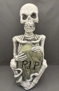 14" R.I.P. Grabstein Skelett Beton Statue Halloween Spukhaus Rasen Deko - Bild 1 von 7