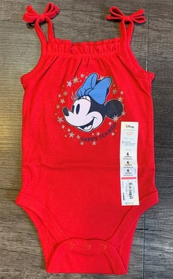 Disney Minnie Mouse Happy Fourth Red Tank Body Suit Girls 6 Months Jumping Beans - Image 1 of 4