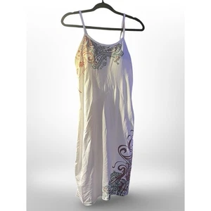 ATHLETA White Paisley Print Spaghetti Strap Maxi Dress Women's Size Medium - Picture 1 of 6