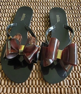 Women's Melissa Bow Ribbon Harmonic Sandal Black Size 6-Never Worn - Picture 1 of 3