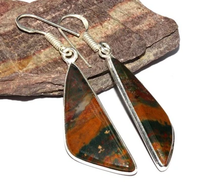 925镀银优雅血石耳环宝石手工制作2.1吉瓦 — 第 1/3 张图片