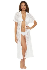 Becca Damen Sexy hauchdünn Baumwolle Spitze Shirtkleid Schwimmen Überziehen, Größe Medium - Bild 1 von 7