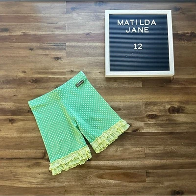 Matilda Jane Camp MJC Cross Country Shortie 12 Green Polka Dot Ruffle Short Knit - Image 1 of 4