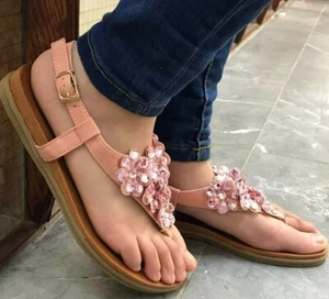 Toe Post Sandals Size Ladies Womens Flip Summer Flops Toe Post Sandals Shoes - Picture 1 of 9
