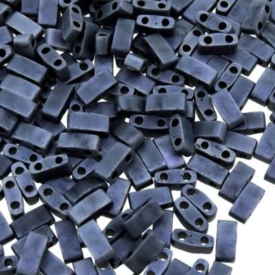 Miyuki Half Tila Seed Beads 2.3mm x 5mm 7.8GM Matte Blue Grey MBHT-2001 - Image 1 of 3