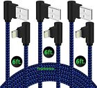 20 Pack 6ft 90 Degree Angle Fast Charging Cable Quick Charger Charge Data Cord