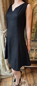 Timeless Prada V Neck Black A-Line Wool Dress in Size 46 - Picture 1 of 8