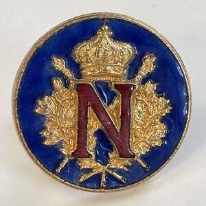 Vintage Blue Enamel Napoleon N Crown Cufflink