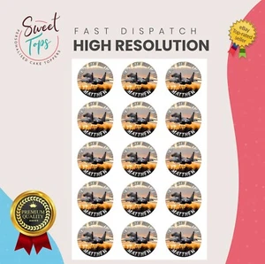 15X FIGHTER JET BIRTHDAY 2" PERSONALISED ROUND EDIBLE CUPCAKE TOPPERS - Picture 1 of 1
