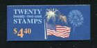 BK156 2276a Flag and Fireworks Complete Booklet of 20 22 Stamps MNH