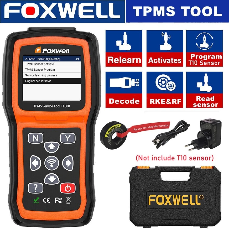 Foxwell T1000 Herramienta de reaprendizaje TPMS para automóvil Sensor de presión de neumáticos Activar sensores TPMS Foto 1 de 4