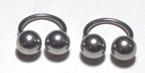 Pair 14g 1/2 horseshoe 8mm Ball Ear Ring Surgical Steel 316L Retro Hip Hop Gift - Picture 1 of 2