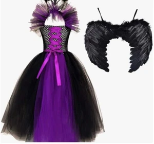 IMEKIS Girls Black & Purple Fairy / Evil Queen Fancy Dress Costume Age 8-9 Years - Picture 1 of 6