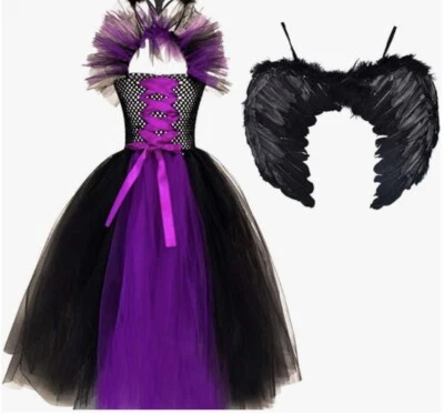 IMEKIS Girls Black & Purple Fairy / Evil Queen Fancy Dress Costume Age 8-9 Years - Image 1 of 4