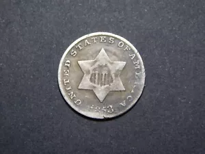 VINTAGE US COINS 1853 3 CENT SILVER COIN - Picture 1 of 8