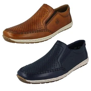 Hombre Rieker '08868' Marrón Casual Zapatos de Piel sin Cierres - Imagen 1 de 12