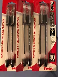 Lot Of 6 Pentel RSVP Pens Fine Black New In Package Comfort Grip - Picture 1 of 3