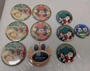 VTG Disney Button Lot Of 10 Mickey's Very Merry Christmas Party 1988,89,92,93,94 - Picture 1 of 5