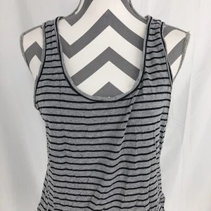 Motherhood Maternity Gray Black Striped Scoop Neck Tunic Tank Top Large - Picture 1 of 5