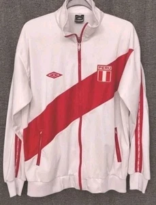 Umbro Peru Soccer Futbol Track Jacket - Size Large - Red White Full Zip - Picture 1 of 13
