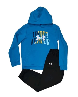 Set felpa con cappuccio e joggers Under Armour Youth Medium 10-12 blu logo grafico pile  - Immagine 1 di 4