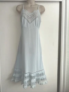Vintage Aristocrat by Superior Full Nylon Slip - Biesen & Spitze - Blau - 34 - Bild 1 von 8