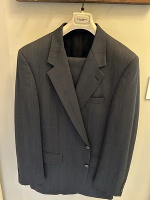 Beautiful Men’s Burberry Vintage 2-piece Suit Charcoal Gray Pinstripe - Image 1 of 4