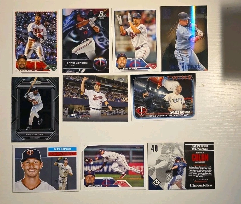 MLB Minnesota Twins Card Lot Of 10 - Buxton, Schobel, Kirilloff, Miranda, Mauer - Image 1 of 1