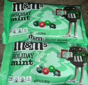 M & M's ~ Holiday Mint Chocolate Candy 2-Bags 9.2 Oz. Each ~ Expires 07/2026 - Picture 1 of 4