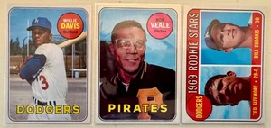 1969 Topps (3) card LOT Dodgers Pirates Veale Davis Sizemore RC ⚾️ - Picture 1 of 2