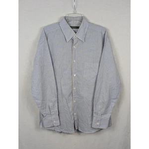 Ermenegildo Zegna Striped Button Up Shirt Cotton/Linen Blue/Yellow Men's Size XL - Picture 1 of 15
