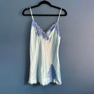 Y2K Victoria's Secret Slip Dress Women's Size Medium 2003 Blue Lace Coquette - Picture 1 of 8