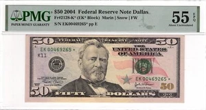$50 2004 Federal Reserve Note Dallas Fr#2128-K* PMG AU55 EPQ Star Note - Picture 1 of 2