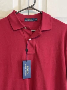 Vintage Polo Ralph Lauren Polo Shirt Red Mens M Short Sleeve Cotton NWT - Picture 1 of 11