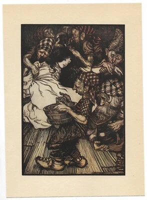 1923 Arthur Rackham Art Nouveau Blancanieves Cuentos de Hadas de Grimm impresión antigua Foto 1 de 2
