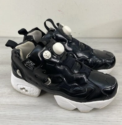 Reebok Classic Instapump Fury Black Patent Leather Sneakers-Women 7.5 - Image 1 of 4