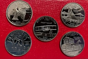 2001~S~ Proof State Quarters 5 Clad Proof Coins No Lens Or COA US Mint Coin Set - Picture 1 of 2