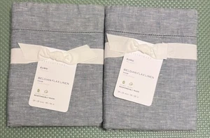 Pottery Barn BELGIAN FLAX LINEN Euro Shams ~Set of TWO~ Chambray Color NWT - Picture 1 of 4