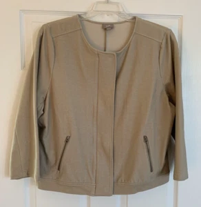 J. Jill Beige/Taupe Zipper with Snap Placket Front Jacket - XL - Picture 1 of 4