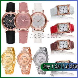 UK. Ladies Wrist Watches Watch Quartz Analogue Women Leather Strap Casual Gift - Picture 1 of 24