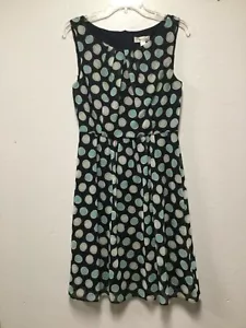 Abito donna Dressbarn taglia 8 blu multi schiena zip foderato elastico in vita 165 - Foto 1 di 8
