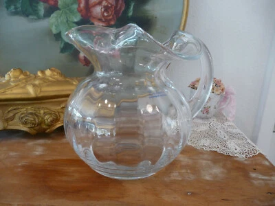 Jarra de vidrio de cristal LoVeLy Badash Hemmingway ~ 42 oz ~ Polonia ~ ¡Soplado en la boca con volantes! Foto 1 de 4