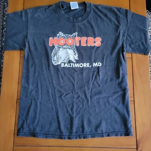 Vintage Hooters Hemd Herren Large Schwarz Kurzarm Baltimore Md Doppelseitig - Bild 1 von 13
