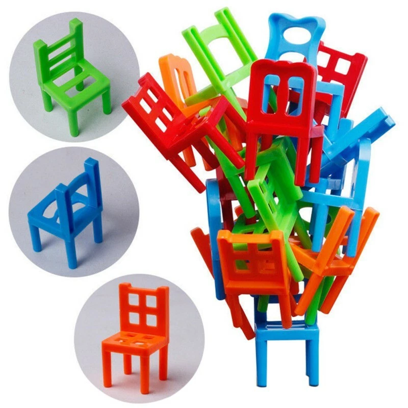 Family Game Balance Chairs Table Board Adult Kids Stacking Game Child 18PCS - Image 1 of 4