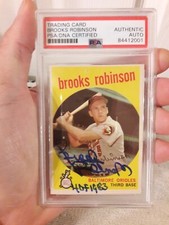 BALTIMORE ORIOLES Brooks Robinson SIGNED HOF 1983 1959 TOPPS CARD PSA SLABBED