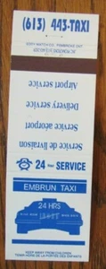 TAXI CAB STREICHHOLZSCHACHTELHÜLLE: EMBRUN TAXI LEER STREICHHOLZHÜLLE (EMBRUN, ONTARIO) -D24 - Bild 1 von 3
