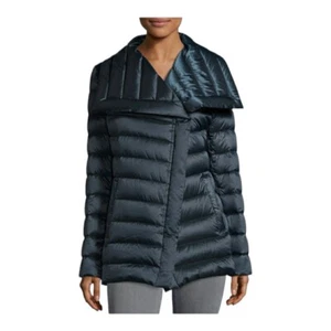 Abrigo Tahari Blair Mujer Asimétrico Moto Puffer Talla XS Verde - Imagen 1 de 16